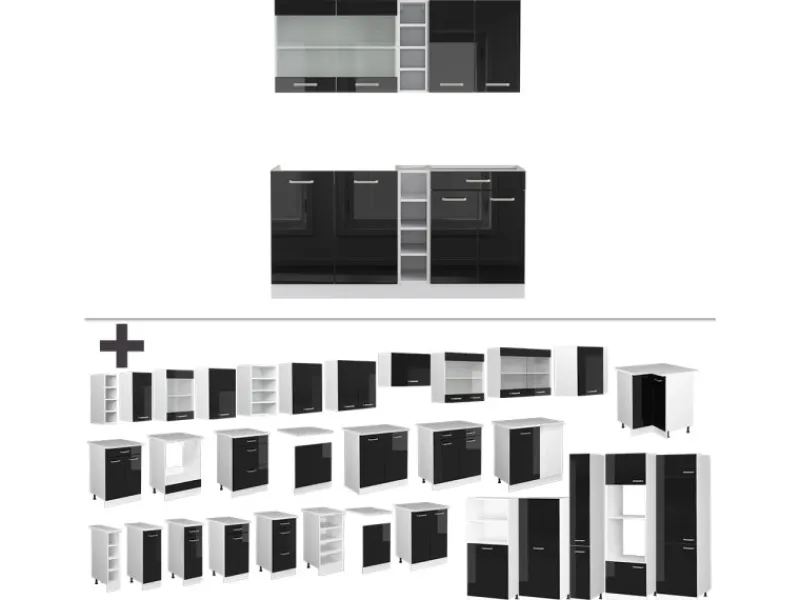 Vicco R-Line Mini-Küche /Weiß 160 cm ohne Arbeitsplatte ohne E-Geräte< Single-Küchen|Miniküchen