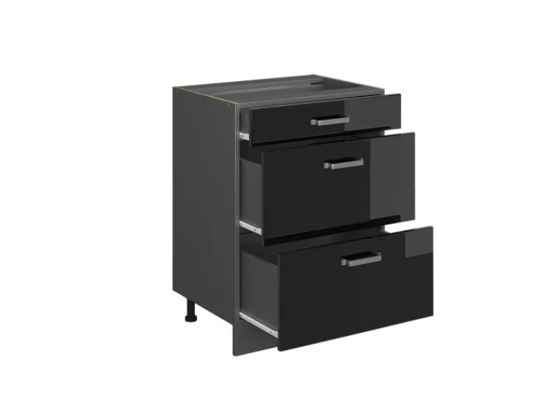 Online Vicco R-Line Schwarz Hochglanz/Anthrazit 60 cm mit Schubladen ohne Arbeitsplatte Schwarz Glänzend