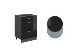 Online Vicco R-Line Schwarz Hochglanz/Anthrazit 60 cm mit Schubladen ohne Arbeitsplatte Schwarz Glänzend