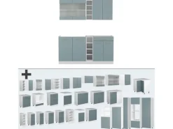 Single-Küchen<Vicco R-Line Single Küche Blau-Grau/Weiß 160 cm ohne Arbeitsplatte ohne E-Geräte