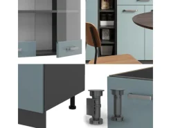 Sale Vicco R-Line Single Küche Blau-Grau/Anthrazit 160 cm ohne Arbeitsplatte ohne E-Geräte Blaugrau