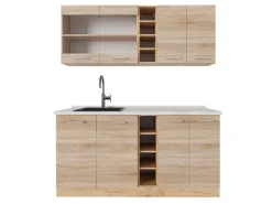 Outlet Vicco R-Line Single Küche Sonoma/Goldkraft Eiche 160 cm AP Marmor ohne E-Geräte
