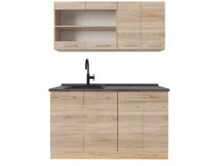 Vicco R-Line Single Küche Sonoma/Goldkraft Eiche 140 cm AP Anthrazit ohne E-Geräte< Single-Küchen|Miniküchen