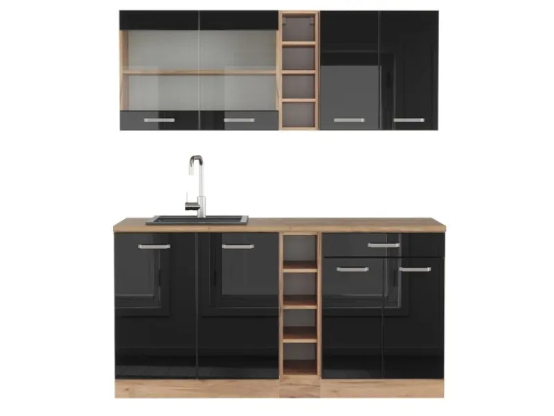 Vicco R-Line Single Küche /Goldkraft Eiche 160 cm ohne Arbeitsplatte ohne E-Geräte< Single-Küchen
