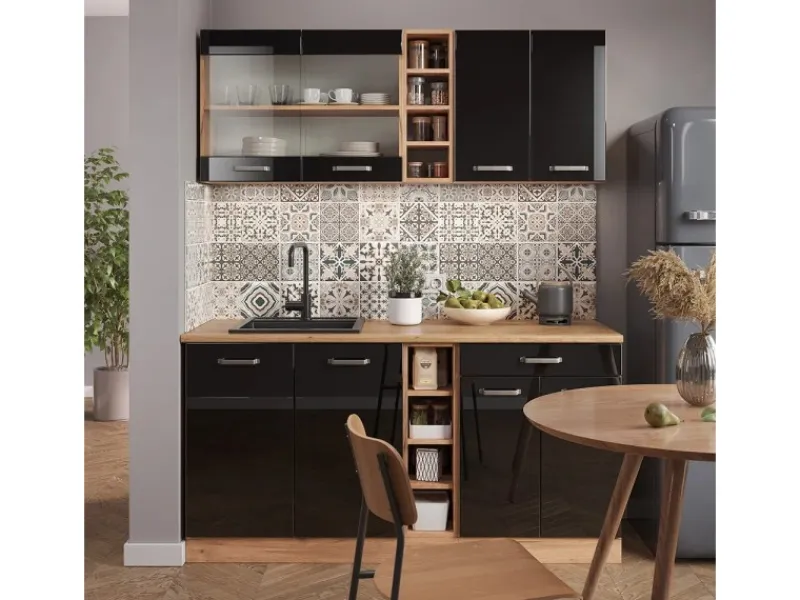 Vicco R-Line Single Küche /Goldkraft Eiche 160 cm ohne Arbeitsplatte ohne E-Geräte< Single-Küchen