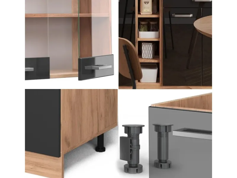 Vicco R-Line Single Küche /Goldkraft Eiche 160 cm ohne Arbeitsplatte ohne E-Geräte< Single-Küchen