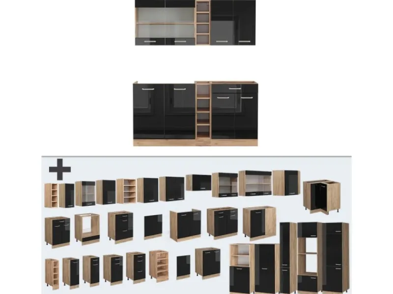 Vicco R-Line Single Küche /Goldkraft Eiche 160 cm ohne Arbeitsplatte ohne E-Geräte< Single-Küchen