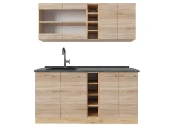Vicco R-Line Single Küche Sonoma/Goldkraft Eiche 160 cm AP Anthrazit ohne E-Geräte< Single-Küchen|Einbauküchen