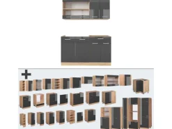 Single-Küchen<Vicco R-Line Singleküche /Goldkraft Eiche 140 cm AP Anthrazit ohne E-Geräte