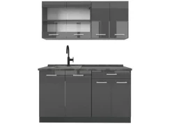 Single-Küchen|Miniküchen<Vicco R-Line Singleküche Hochglanz/ 140 cm AP ohne E-Geräte