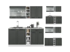 Single-Küchen<Vicco R-Line Singleküche Anthrazit Landhaus/Weiß 160 cm ohne Arbeitsplatte ohne E-Geräte