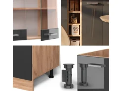 Single-Küchen<Vicco R-Line Singleküche /Goldkraft Eiche 160 cm ohne Arbeitsplatte ohne E-Geräte