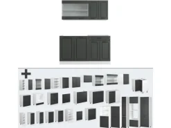 Online Vicco R-Line Singleküche Anthrazit Landhaus/Weiß 140 cm AP Marmor ohne E-Geräte Anthrazit Struktur