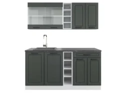 Sale Vicco R-Line Singleküche Anthrazit Landhaus/Weiß 160 cm AP Anthrazit ohne E-Geräte Anthrazit Struktur