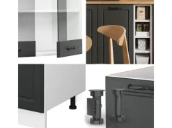 Sale Vicco R-Line Singleküche Anthrazit Landhaus/Weiß 160 cm AP Anthrazit ohne E-Geräte Anthrazit Struktur