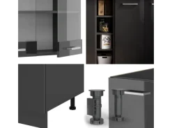 Vicco R-Line Singleküche Hochglanz/ 160 cm AP Marmor ohne E-Geräte< Single-Küchen