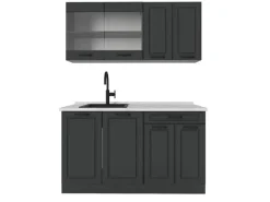 New Vicco R-Line Singleküche Landhaus/ 140 cm AP Marmor ohne E-Geräte Anthrazit