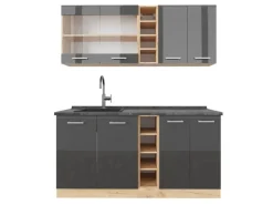 Discount Vicco R-Line Singleküche /Goldkraft Eiche 160 cm AP Anthrazit ohne E-Geräte Anthrazit Hochglanz