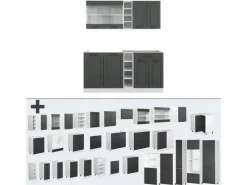 Single-Küchen<Vicco R-Line Singleküche Anthrazit Landhaus/Weiß 160 cm AP Marmor ohne E-Geräte
