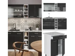 Clearance Vicco R-Line Singleküche /Weiß 160 cm ohne Arbeitsplatte ohne E-Geräte Anthrazit Hochglanz