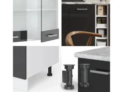 Clearance Vicco R-Line Singleküche /Weiß 160 cm ohne Arbeitsplatte ohne E-Geräte Anthrazit Hochglanz