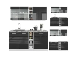 Clearance Vicco R-Line Singleküche /Weiß 160 cm ohne Arbeitsplatte ohne E-Geräte Anthrazit Hochglanz