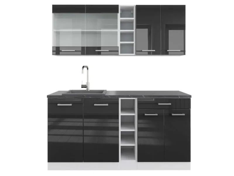 Vicco R-Line Singleküche /Weiß 160 cm AP Anthrazit ohne E-Geräte< Single-Küchen