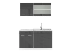 Vicco R-Line Singleküche /Weiß 140 cm AP Marmor ohne E-Geräte< Single-Küchen
