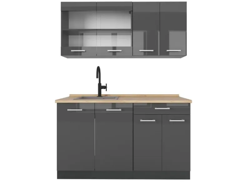 Online Vicco R-Line Singleküche Hochglanz/ 140 cm ohne Arbeitsplatte ohne E-Geräte Anthrazit