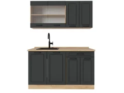 Single-Küchen<Vicco R-Line Singleküche Anthrazit Landhaus/Goldkraft Eiche 140 cm ohne Arbeitsplatte ohne E-Geräte