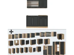 Single-Küchen<Vicco R-Line Singleküche Anthrazit Landhaus/Goldkraft Eiche 140 cm ohne Arbeitsplatte ohne E-Geräte