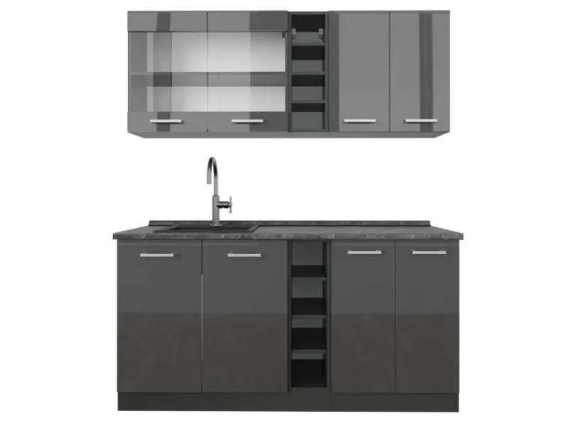 Single-Küchen<Vicco R-Line Singleküche Hochglanz/ 160 cm AP ohne E-Geräte