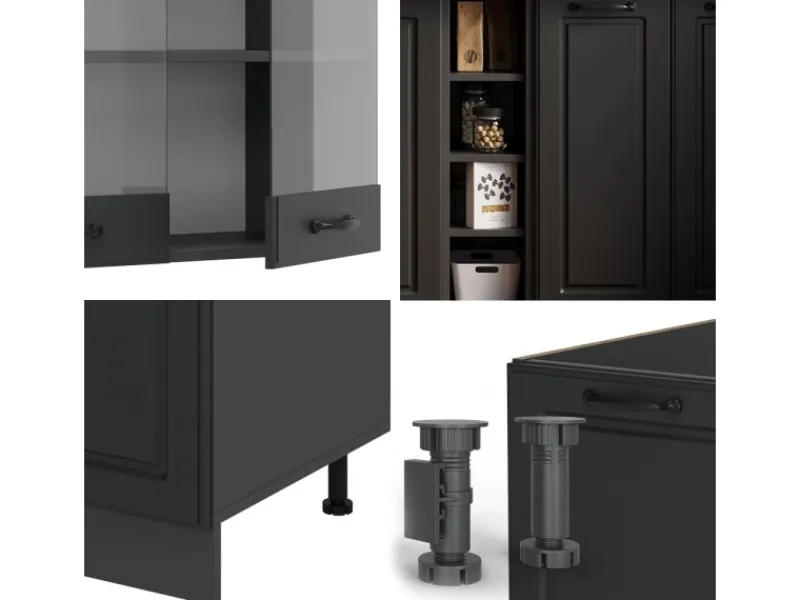 Single-Küchen<Vicco R-Line Singleküche Landhaus/ 160 cm ohne Arbeitsplatte ohne E-Geräte