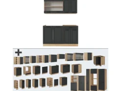 Vicco R-Line Singleküche Anthrazit Landhaus/Goldkraft Eiche 140 cm AP Anthrazit ohne E-Geräte< Single-Küchen
