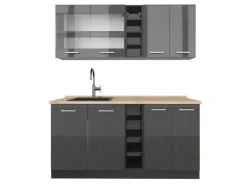 Vicco R-Line Singleküche Hochglanz/ 160 cm AP Eiche ohne E-Geräte< Single-Küchen|Einbauküchen