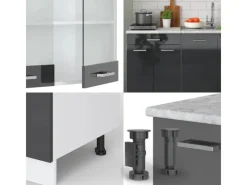 Single-Küchen<Vicco R-Line Singleküche /Weiß 140 cm AP Anthrazit ohne E-Geräte