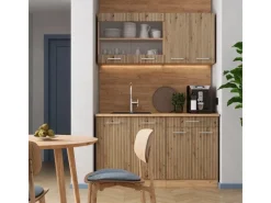 Vicco R-Line Singleküche Artisan-Eiche/Goldkraft Eiche 140 cm AP Marmor ohne E-Geräte< Single-Küchen