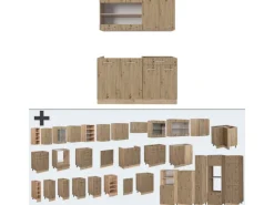 Vicco R-Line Singleküche Artisan-Eiche/Goldkraft Eiche 140 cm AP Marmor ohne E-Geräte< Single-Küchen
