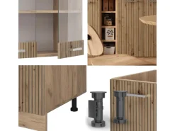 Vicco R-Line Singleküche Artisan-Eiche/Goldkraft Eiche 160 cm ohne Arbeitsplatte ohne E-Geräte< Single-Küchen