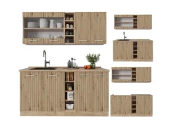 Vicco R-Line Singleküche Artisan-Eiche/Goldkraft Eiche 160 cm ohne Arbeitsplatte ohne E-Geräte< Single-Küchen