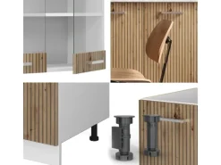 Single-Küchen<Vicco R-Line Singleküche /Weiß 140 cm AP Eiche ohne E-Geräte