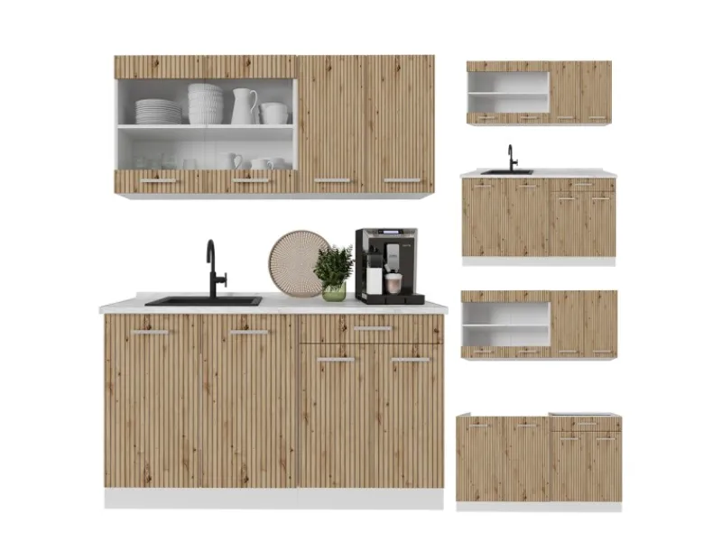 Single-Küchen|Einbauküchen<Vicco R-Line Singleküche /Weiß 140 cm ohne Arbeitsplatte ohne E-Geräte