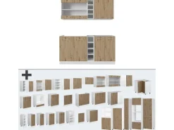 Single-Küchen<Vicco R-Line Singleküche /Weiß 160 cm AP Eiche ohne E-Geräte