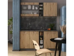 Single-Küchen<Vicco R-Line Singleküche Artisan Eiche/Anthrazit 160 cm AP Eiche ohne E-Geräte