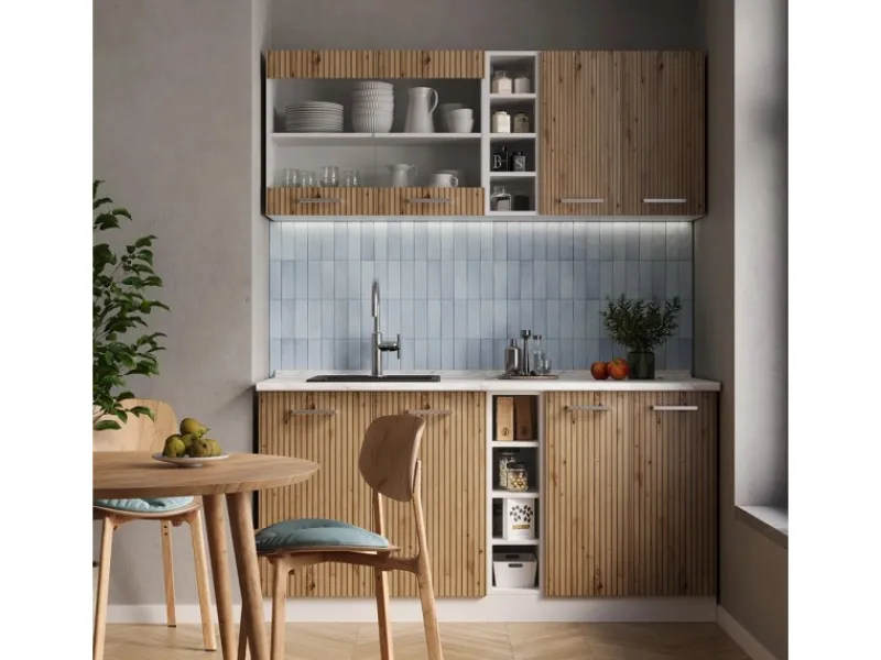 Hot Vicco R-Line Singleküche /Weiß 160 cm AP Anthrazit ohne E-Geräte Artisan Eiche