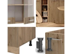 Discount Vicco R-Line Singleküche Artisan-Eiche/Goldkraft Eiche 160 cm AP Anthrazit ohne E-Geräte Artisan Eiche
