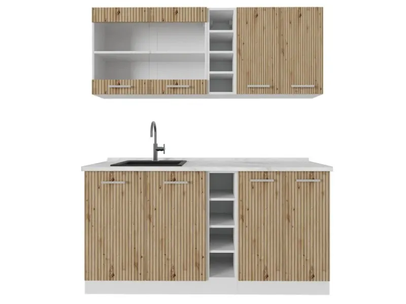 Best Vicco R-Line Singleküche /Weiß 160 cm ohne Arbeitsplatte ohne E-Geräte Artisan Eiche