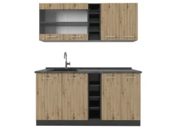 Vicco R-Line Singleküche Artisan Eiche/Anthrazit 160 cm AP Anthrazit ohne E-Geräte< Single-Küchen
