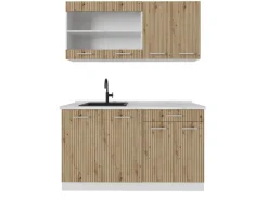 Online Vicco R-Line Singleküche /Weiß 140 cm AP Marmor ohne E-Geräte Artisan Eiche