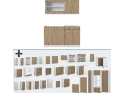 Online Vicco R-Line Singleküche /Weiß 140 cm AP Marmor ohne E-Geräte Artisan Eiche